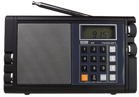 Meloson M8 Rechargeable AM/FM DSP Radio, MP3 Player & Portable Speaker with Built-in Micro SD/TF Card Reader