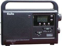 Solar&Crank AM/FM/SW 1&2/LED Flashlight/Digital Tuning Display/Clock/Alarm/AC Adapt&Earphns--Black